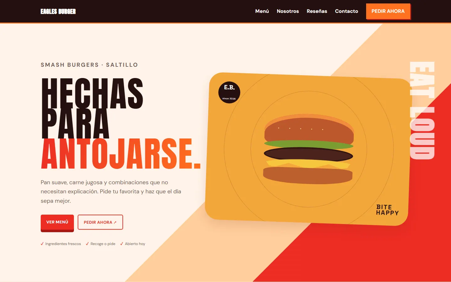 Vista previa del template Eagles Burger